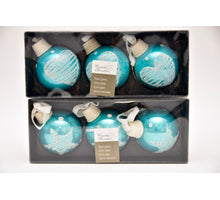 doos á 3 glasbal 7cm turquoise deco 2ass