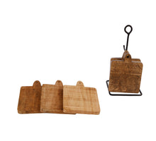 Onderzetters met houder 6 stuks 2ass kleur 11x11x22cm