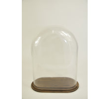 Stolp ovaal XL helder glas 30x16x40cm bruin houten plateau