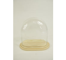 Stolp ovaal S helder glas 18x11x20cm blank houten plateau