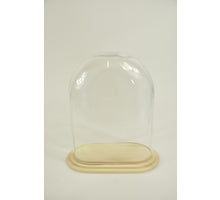 Stolp ovaal L helder glas 24x12,5x30cm blank houten plateau
