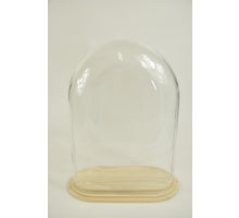 Stolp ovaal XL helder glas 30x16x40cm blank houten plateau