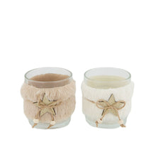 Tealight holder glass 7.3x7.3x8cm 2 Mix Cream/Brown