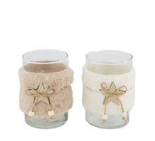 Tealight holder glass 8x8x12cm 2 Mix Cream/Brown