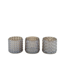 Tealight holder glass 7x7x6.8cm 3 Dark brown mix