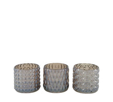 Tealight holder glass 9x9x9cm 3 Dark brown mix