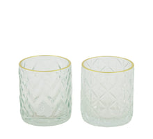 Tealight holder glass 7.3x7.3x8cm 2 Transparent mix