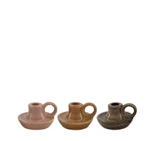 Dinnercandle holder ceramic 11.5x10.5x6.5cm 3 Mixed brown