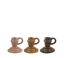 Dinnercandle holder ceramic 11.5x10.5x9.5cm 3 Mixed brown