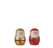 Kerstman rood goud hout 2 assorti - h10xd6,5cm