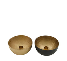 Dinnercandle holder metal 12x12x6cm 2 Black/Gold mixed