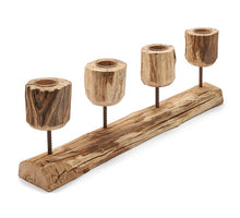 Wooden advent t-light holder 57x20cm