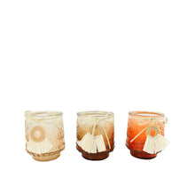 Tealight holder glass with hanger 8x8x9.5cm 3 assorti mix