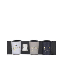 Tea light holder white gray black set of 3 incl. tea light - h8xd7cm