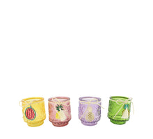 Tealight holder glass with hanger 8x8x9.5cm 4 assorti mix