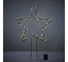 Tuinsteker ster d.groen warm wit 100led met outdoor batterij box en timer - h79xd55cm