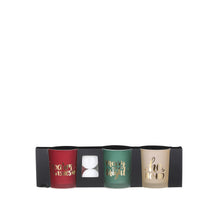 Tea light holder red green off-white set of 3 incl. tea light - h8xd7cm