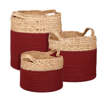 Torba mand rond d.rood set van 3 - h32xd33cm