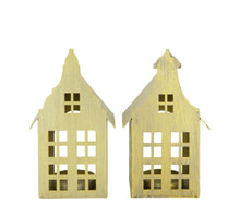 Tealight holder house metal 10x7x18cm Mixed Gold