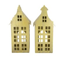 Tealight holder house metal 12x9x28cm Mixed Gold