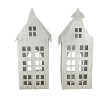 Tealight holder house metal 12x9x28cm Mixed Silver