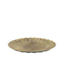 Tray round metal 38x38x3cm Antique gold+black