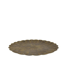 Tray round metal 58x58x3cm Antique gold+black