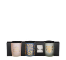 Tea light holder off-white blue-green set of 3 incl. tea light - h8xd7cm