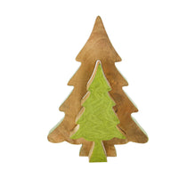 Tree made of mango wood, 23x2.3x31cm, green mix.