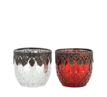 Tealight holder glass 6.5x6.5x6cm Silver mixed