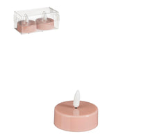 Pink LED tea light, 2 pieces, battery operated - h4.6 x d5.8 cm