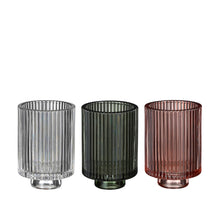 Tealight holder glass green pink 3 assorted - h9,5xd6,5cm