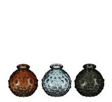 Vaas glas d.groen bruin blauw 3 assorti - h8xd8,5cm
