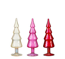 Decorative tree glass red rose gold 3 assorted - h29xd9cm