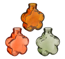 Vaas glas groen bruin oranje 3 assorti - l9xb3,5xh10cm