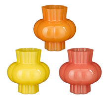 Vase pink orange yellow 3 assorted - h16xd16cm - glass