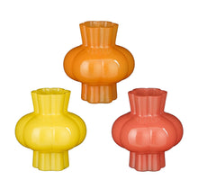 Vase pink orange yellow 3 assorted - h12xd11cm - glass