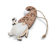 Wooden gnome 'Nifi' hanger 7,5cm brown