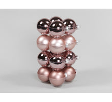 cb. 16 glasballen/cap smokey rose 80 mm