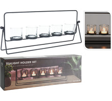 Metal tealight holder for 5 candles, 50x7x20cm