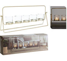 Metal Tealight Holder for 5 Candles 50x7x20cm Gold
