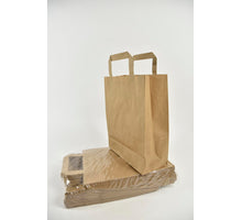 Draagtas bruin kraft 22+10x28cm pak a 50