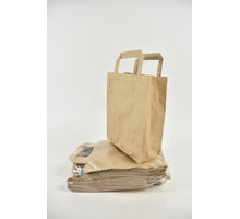 Draagtas bruin kraft 18+8x22cm pak a 50