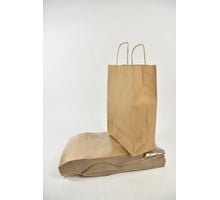 Draagtas bruin kraft 22+10x31 cm a 50 stuks gedraaid handvat