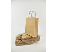 Draagtas bruin kraft 18+8x22 cm a 50 stuks gedraaid handvat