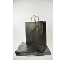 Draagtas matzwart kraft 35+14x40cm a 50 st. gedraaid handv.
