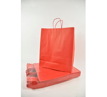 Draagtas Rood kraft 35+14x40cm a 50 stuks gedraaid handv.