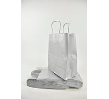 Draagtas Zilver kraft 23+12x30cm a 50 stuks gedraaid handv.