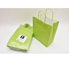 Draagtas Lime kraft 23+12x30cm a 50 stuks gedraaid handvat