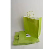 Draagtas Lime kraft 35+14x40cm a 50 stuks gedraaid handv.